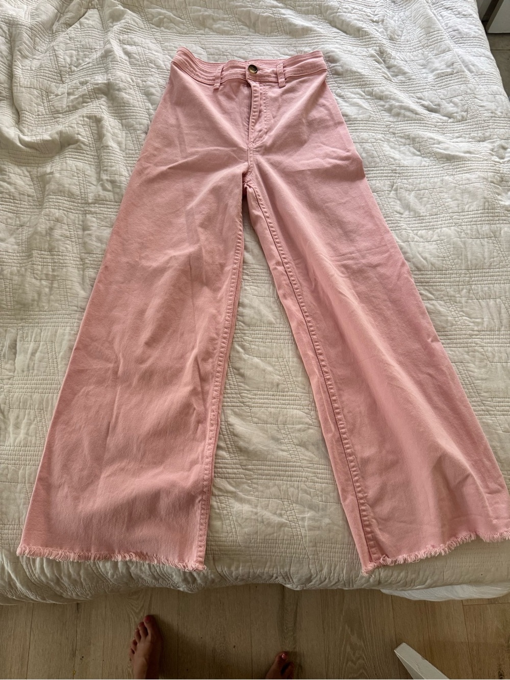 Billabong Pink Wide-Leg Frayed Hem Jeans